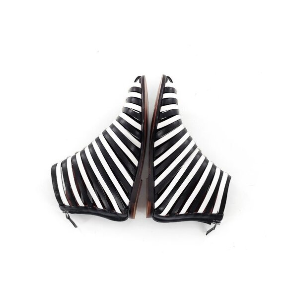 MISSONI Strappy Black White Leather Flat Sandals New Floor Model - Picture 6 of 10